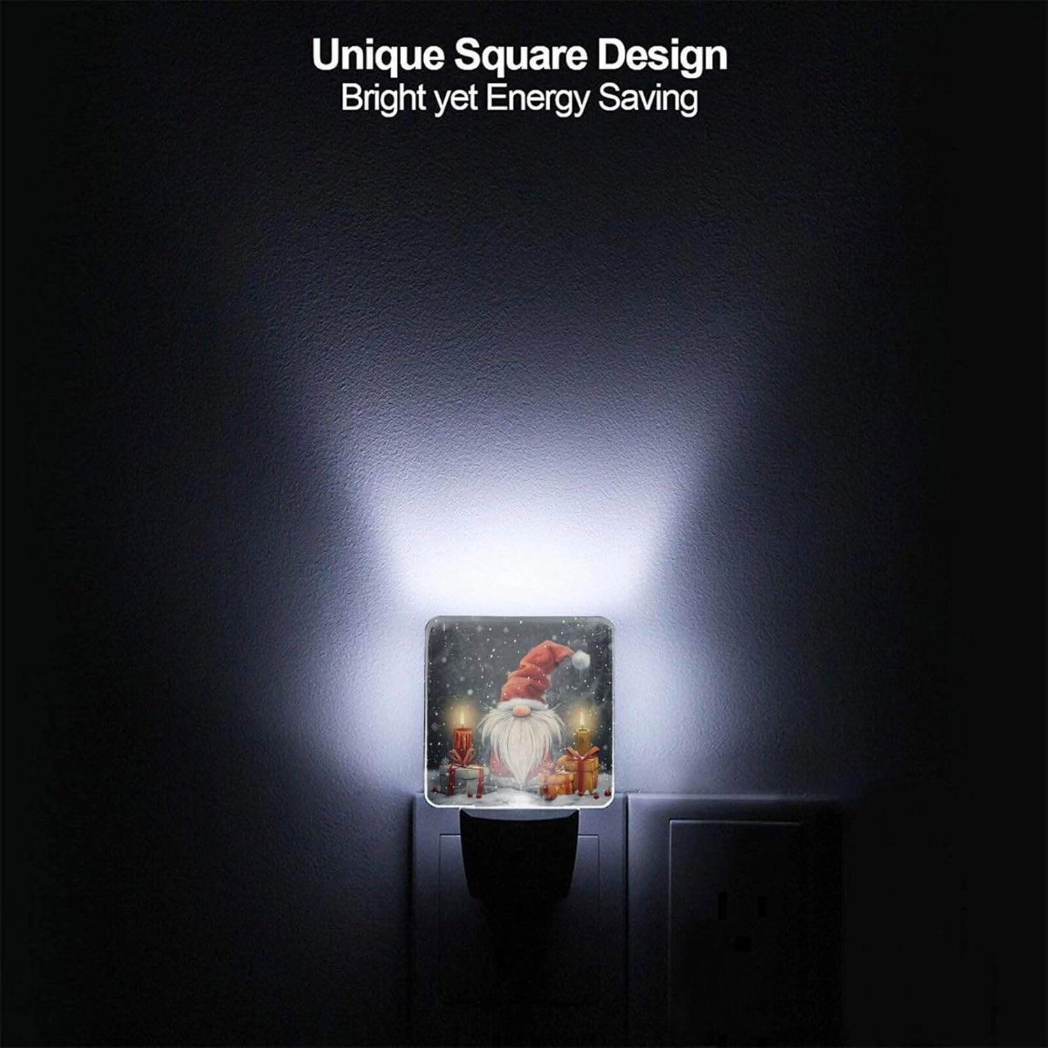 Set of 2 Led Night Lights, Gnome Christmas Auto Dusk-to-Dawn Sensor Night Lamp Plug-in Home Decorative for Adult