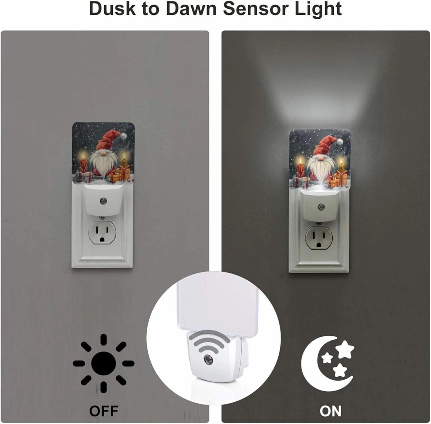 Set of 2 Led Night Lights, Gnome Christmas Auto Dusk-to-Dawn Sensor Night Lamp Plug-in Home Decorative for Adult