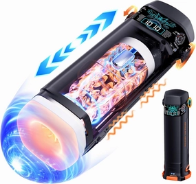 Sex Toys for Men - Male Masturbator for Men Penis Pump with 10 Vibration & 10 Thrusting & 15 Thrusting Speeds with Heating & Drying Base, LCD Display Male Stroker Adult Sex Toys & Games