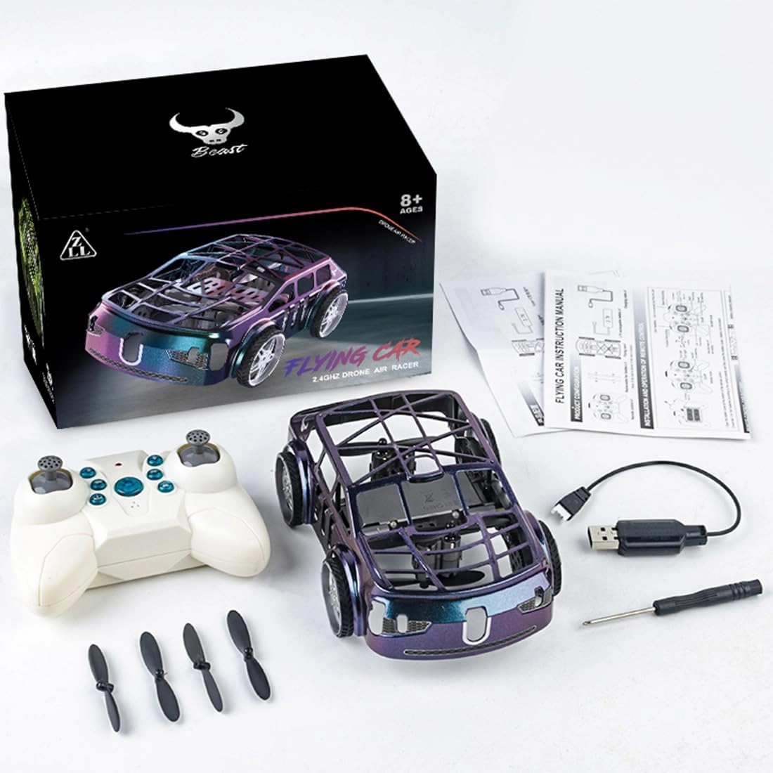 SG900PRO 2-in-1 Air-Ground Dual-Mode Remote Control Flying Car, 2.4G RC Drone Car with Colorful LED Lights, 2 Batteries Electric Mini RC Racing Cars for Adults, Toy Gift -RTR