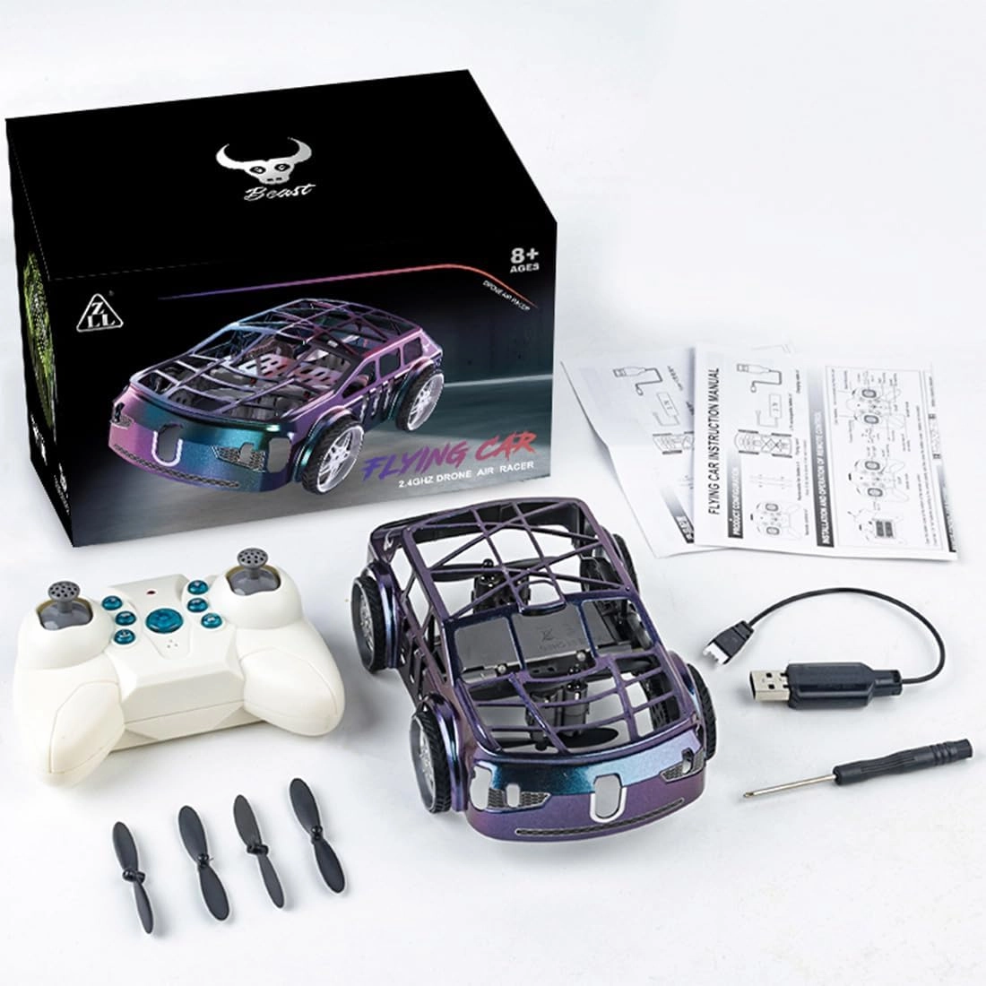 SG900PRO Remote Control Drone Car Mini, 2-in-1 Air-Ground Dual-Mode RC Flying Car with Intelligent Colorful LED Lights, 2.4G 2 Batteries Vehicle Toy Gift for Adults -RTR