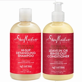 Shea Moisture Curly Hair Shampoo and Conditioner Set for Women with Red Palm Oil & Cocoa Butter - Sulfate-free Hair Care, 13 Oz (2 Piece)