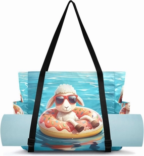 Sheep Donut Float Yoga Mat Bag Carrier with Wet Dry Storage Pockets Pilates Bag Large Gym Tote Carryall with Water Bottle Holder for Women Travel Beach Office