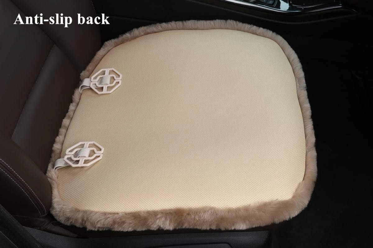 Sheepskin Seat Cushion Cover Wholehide Short Wool Seat Pad Natural Fur Car Seat Covers Universal Fit for Most Car, Truck, SUV, or Van Front Atrovirens