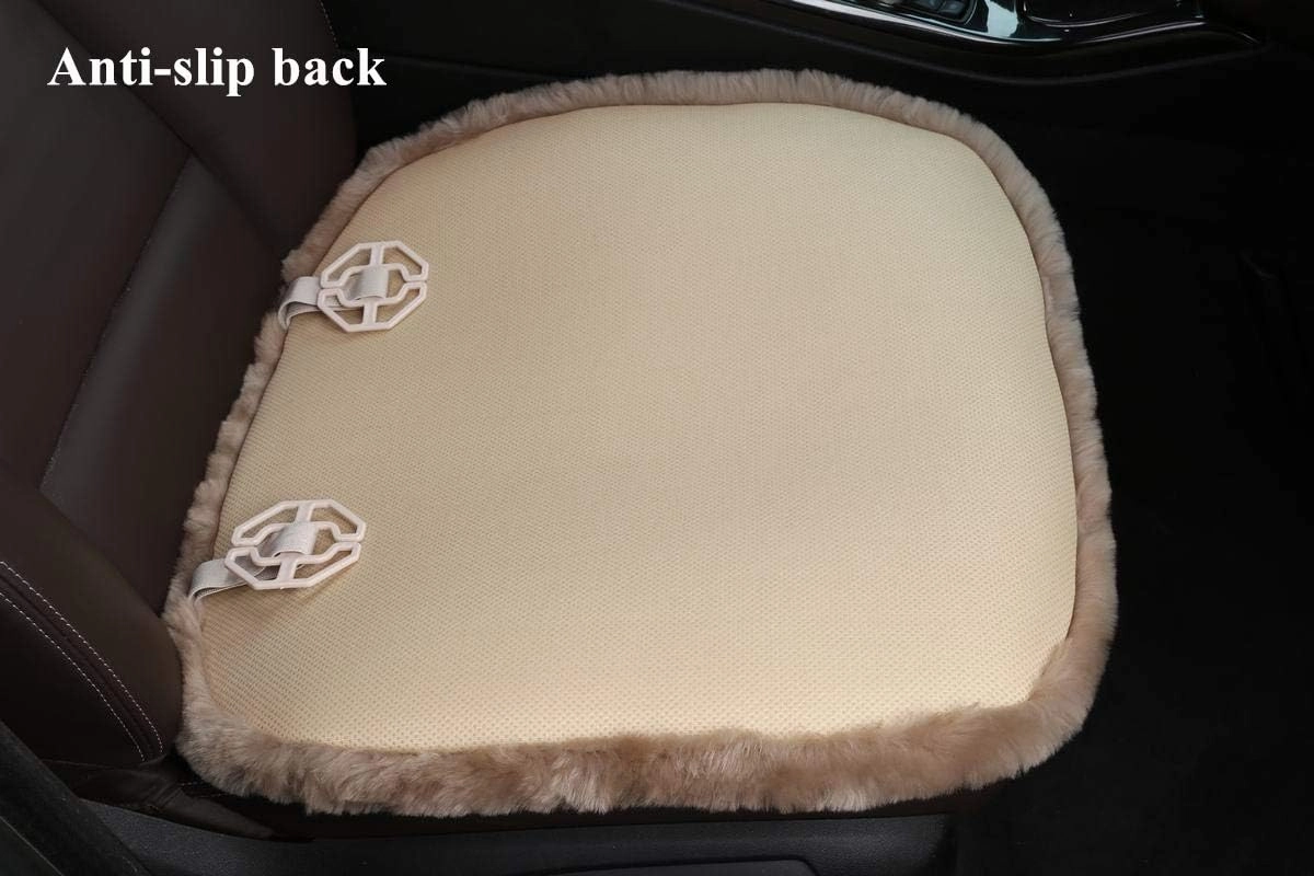 Sheepskin Seat Cushion Cover Wholehide Short Wool Seat Pad Natural Fur Car Seat Covers Universal Fit for Most Car, Truck, SUV, or Van Front Grey