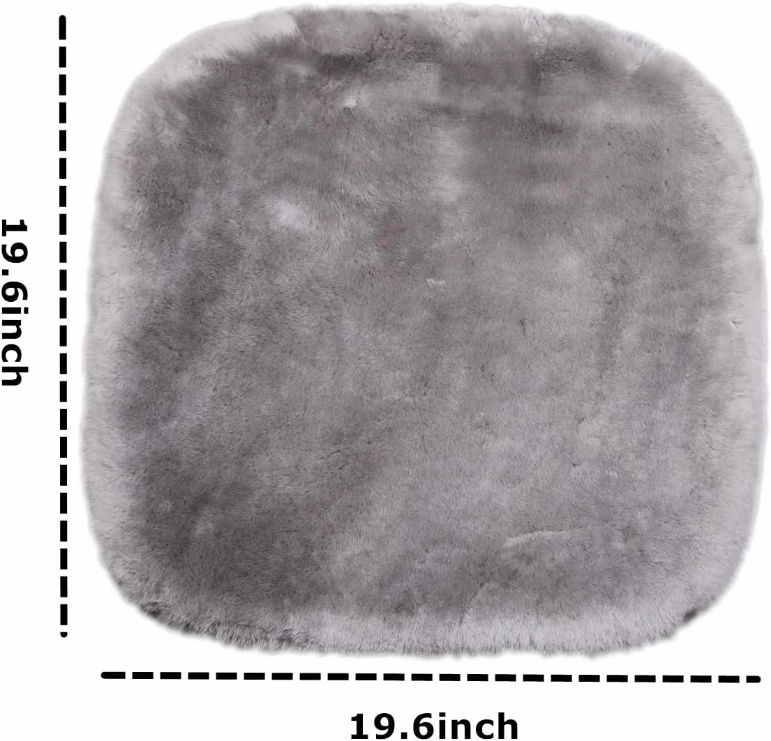 Sheepskin Seat Cushion Cover Wholehide Short Wool Seat Pad Natural Fur Car Seat Covers Universal Fit for Most Car, Truck, SUV, or Van Front Grey