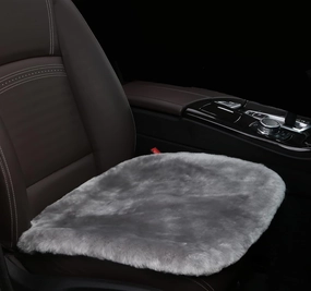 Sheepskin Seat Cushion Cover Wholehide Short Wool Seat Pad Natural Fur Car Seat Covers Universal Fit for Most Car, Truck, SUV, or Van Front Grey
