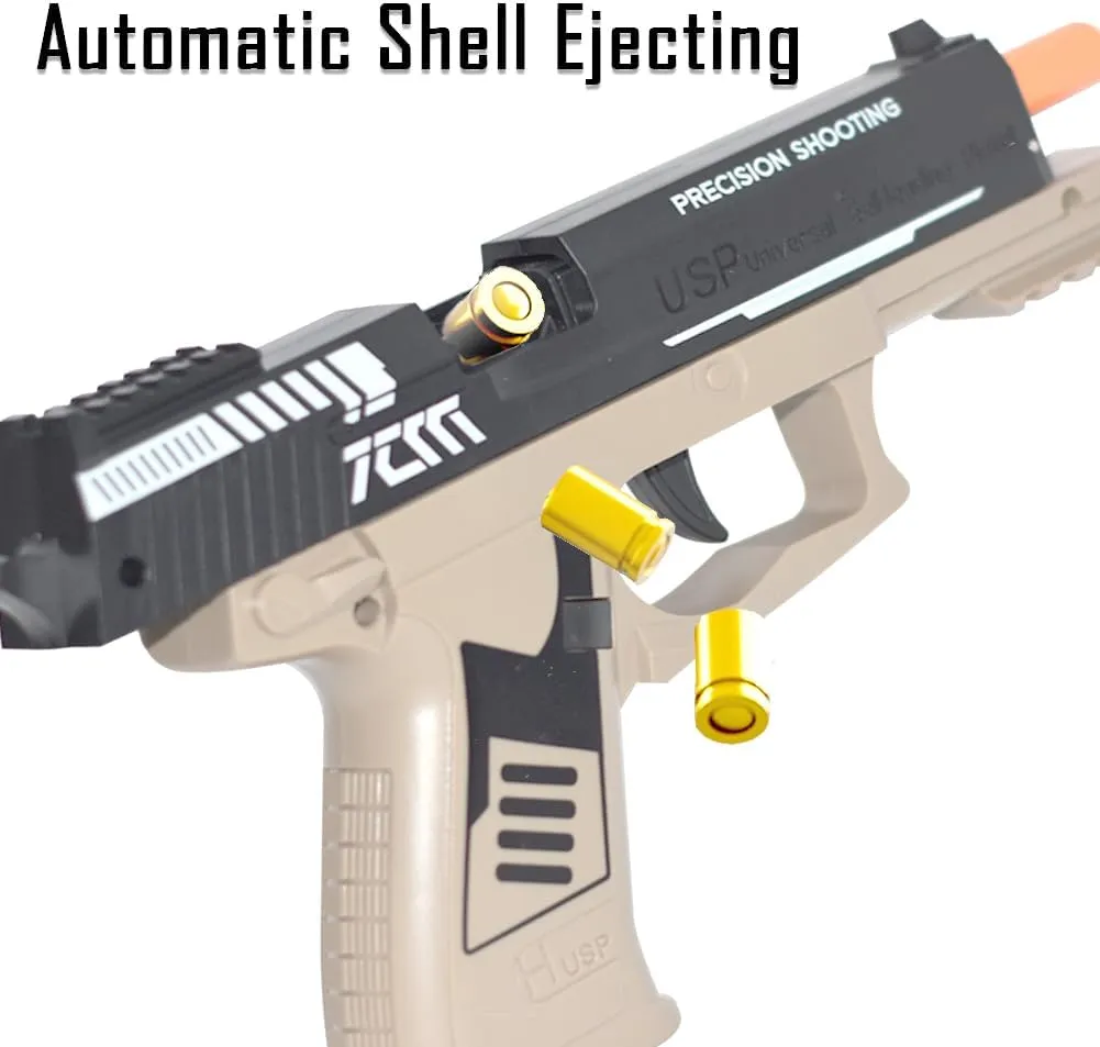 Shell Ejecting Toy Gun, Automatic Pull Back Action Shooting Games Education Model Toy for Kids Gifts