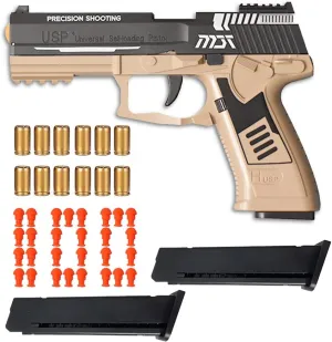 Shell Ejecting Toy Gun, Automatic Pull Back Action Shooting Games Education Model Toy for Kids Gifts