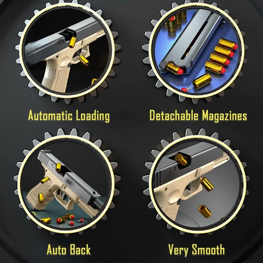 Shell Ejecting Toy Gun, Automatic Pull Back Action Shooting Games Education Model Toy for Kids Gifts