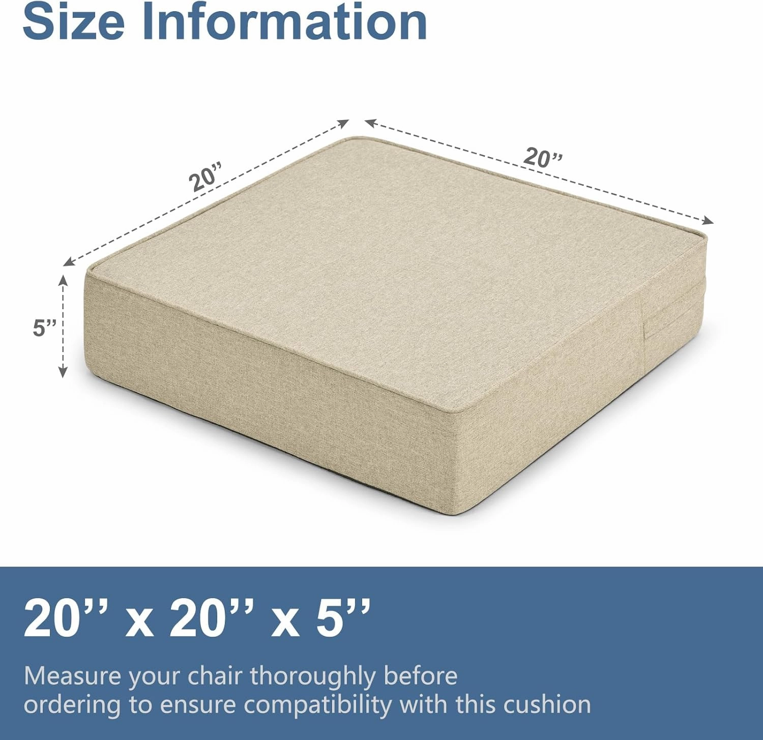 Shinnwa Gel Memory Foam Recliner Cushion for Elderly, Dual-Layer Foam Chair Pad, Extra Large Seat Cushion for Couch, Armchair, Wicker Chairs, Floor, 20 × 20 × 5in, Beige