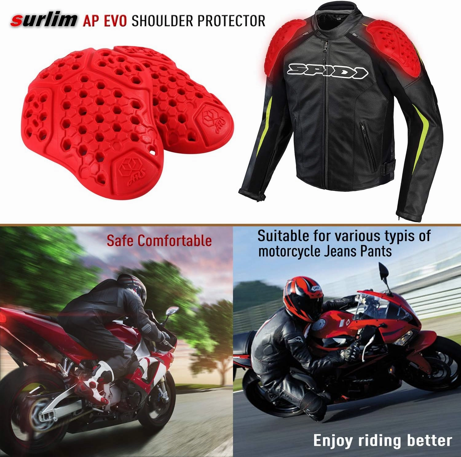 Shoulder Protector CE Insert Armor Motorcycle Jacket Replacement Pad Pair