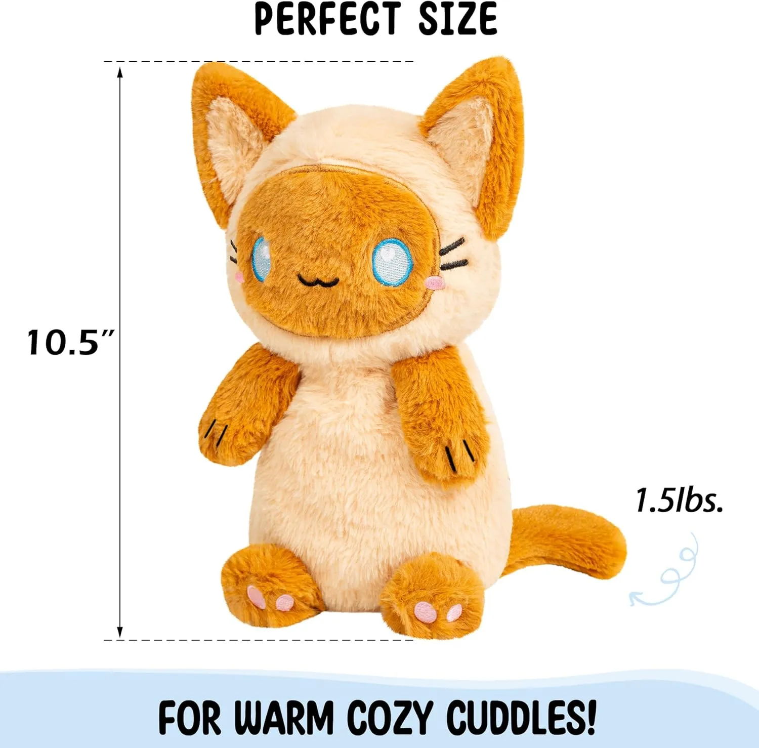 Siamese Cat Microwavable 1.5 lbs Unscented Heating Pad for Women and Kids- Cute Soft Cozy Pillow Plush Heatable Warm Stuffed Animals- Kawaii Hot and Cold Plushie- Siamese Cat Gifts for Girls and Women