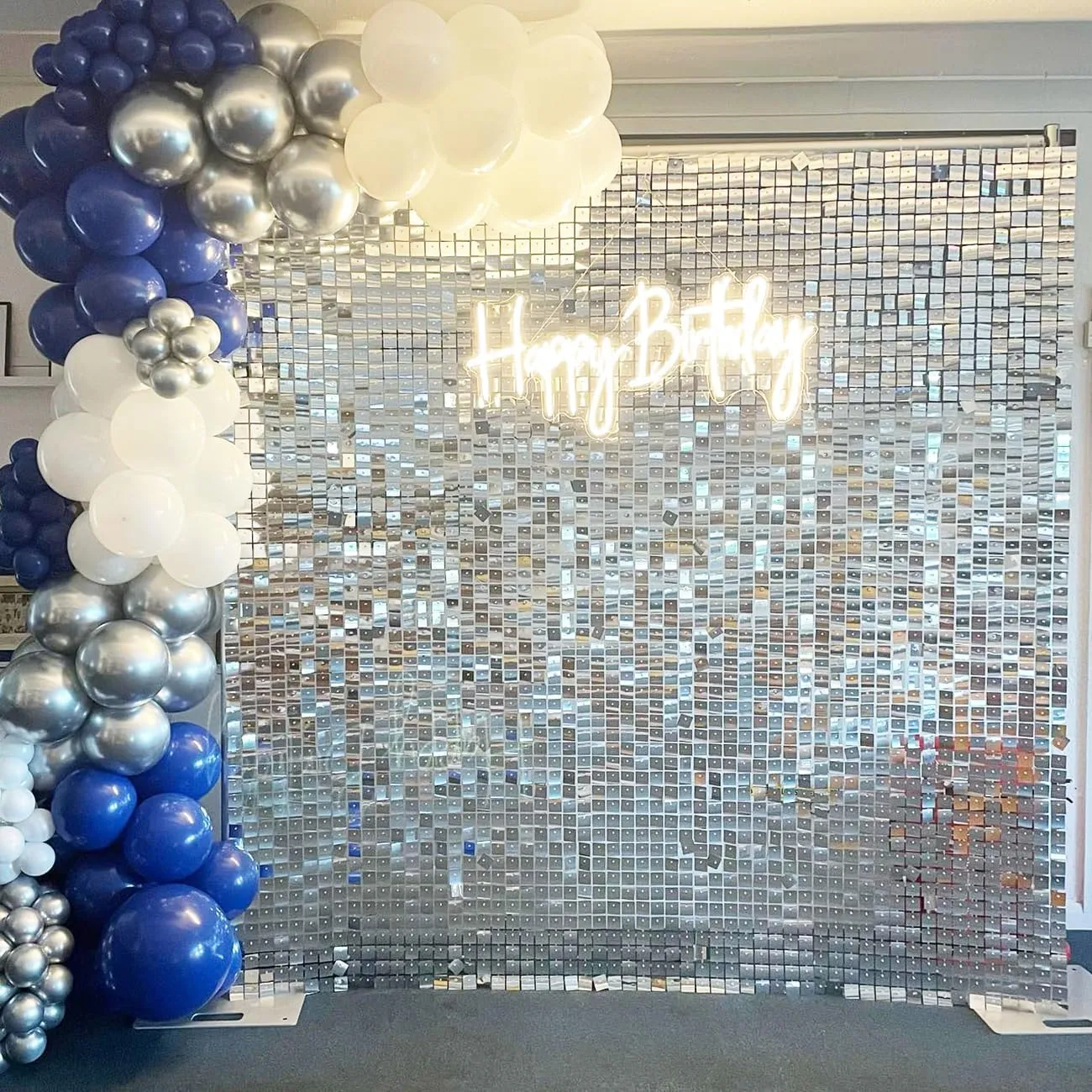 Silver Shimmer Backdrop Disco Backdrop Wedding Silver Shimmer Wall Backdrops Panels Christmas Glitter Wall Background for Bachelorette Party Bridal Shower Stage Panel(24 Packs)