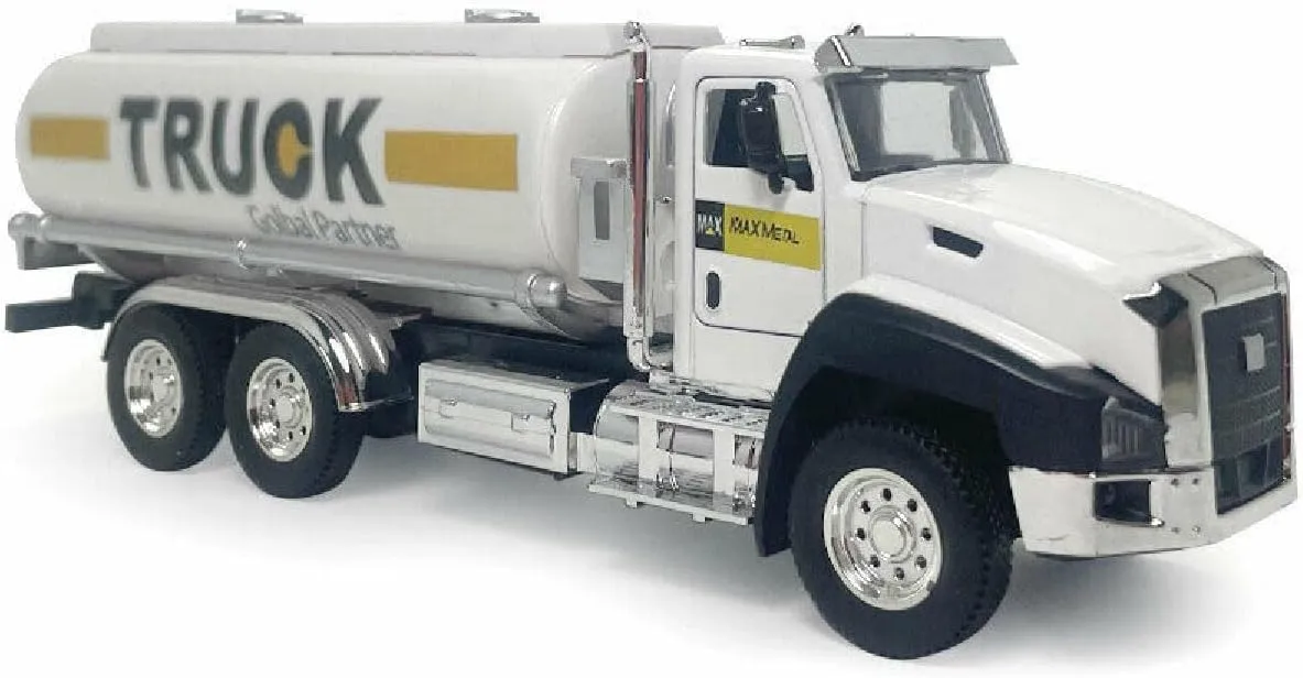 Simulated Engineering Truck Tanker Trailer Construction Model Car Diecast Pull Back Kids Toy Vehicle Gift
