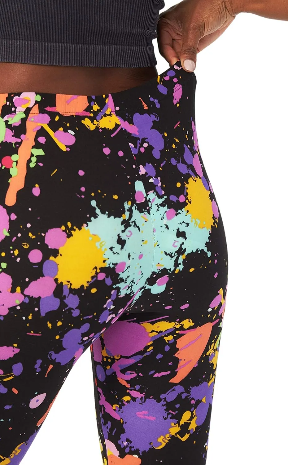 sissycos Women's Artistic Splash Printed Cropped Capri Leggings Buttery Soft Tights 21"