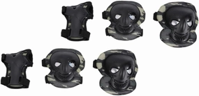 Skateboard Safety Kit Full Set of Hand Elbow Knee Pads Air Ventilation Black Camouflage One Size Fits Most for Sports