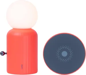 Skittle Lamp with Charging Pad - Color Changing Bedside Table Lamp, Modern Purple Orb Lamp, 3" W x 7" H