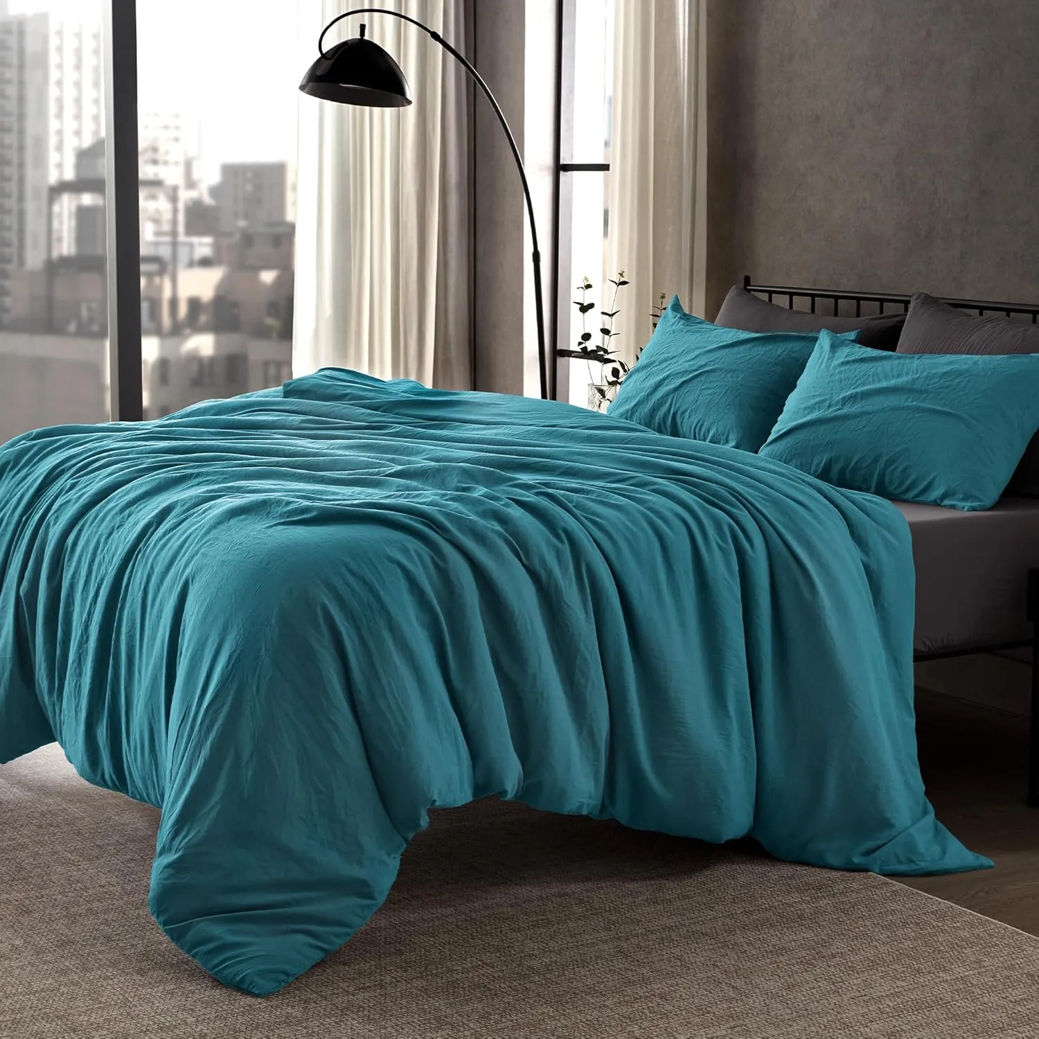 SLEEP ZONE Duvet Cover Full Size, Stone Washed, Soft and Comfortable with Natural Wrinkles, Easy Care, Gift-Wrapped, Safe and Skin-Friendly(Teal, Full)