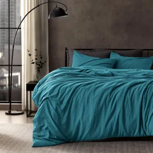 SLEEP ZONE Duvet Cover Full Size, Stone Washed, Soft and Comfortable with Natural Wrinkles, Easy Care, Gift-Wrapped, Safe and Skin-Friendly(Teal, Full)