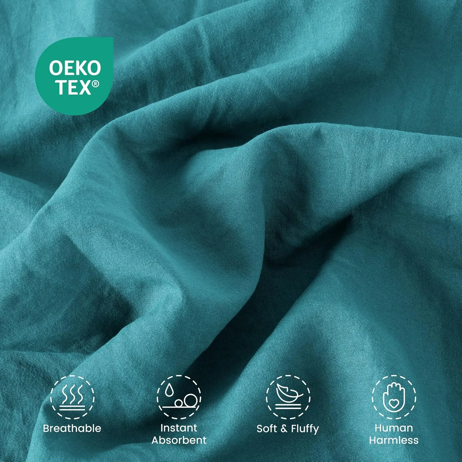 SLEEP ZONE Duvet Cover Full Size, Stone Washed, Soft and Comfortable with Natural Wrinkles, Easy Care, Gift-Wrapped, Safe and Skin-Friendly(Teal, Full)