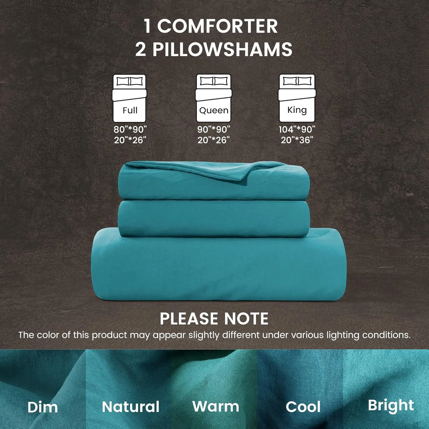 SLEEP ZONE Duvet Cover Full Size, Stone Washed, Soft and Comfortable with Natural Wrinkles, Easy Care, Gift-Wrapped, Safe and Skin-Friendly(Teal, Full)