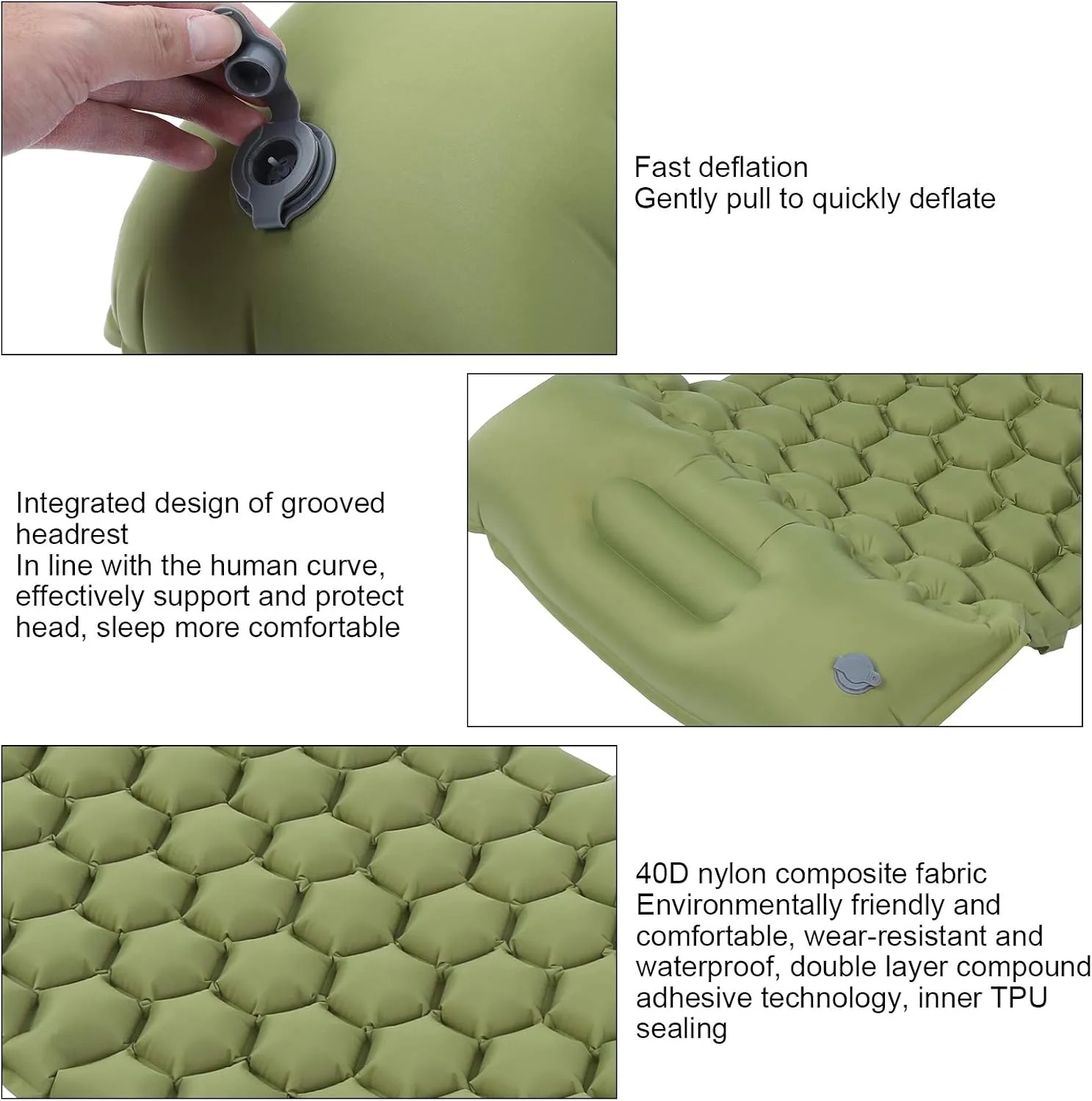 Sleeping Pad for Camping, Inflatable Sleeping Mat Camping Air Mattress Compact Lightweight Sleeping Mat Camping Mattress for Backpacking, Hiking (OD Green)
