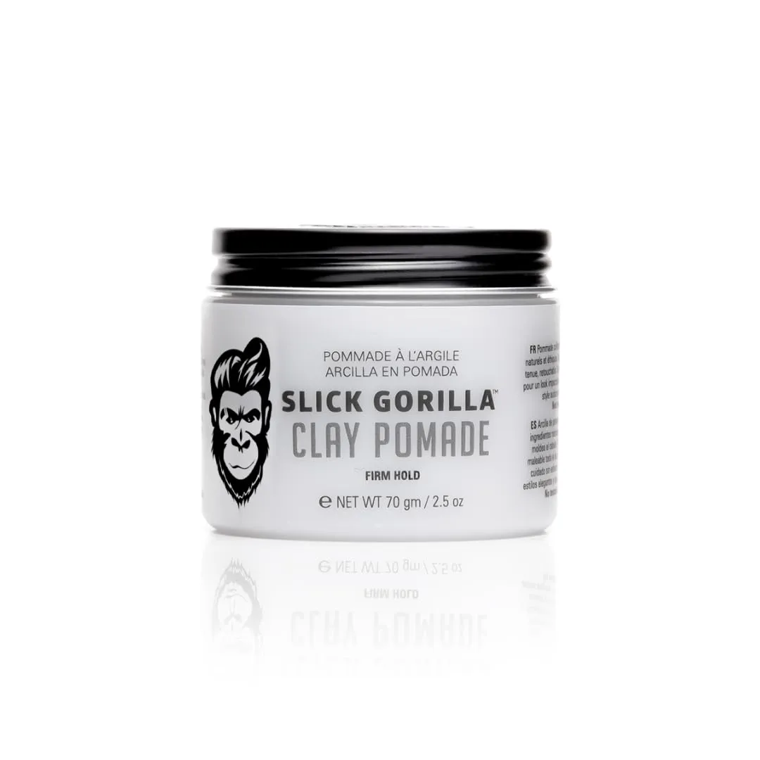 Slick Gorilla Clay Pomade – 2.5 oz for Firm Hold, Natural Finish
