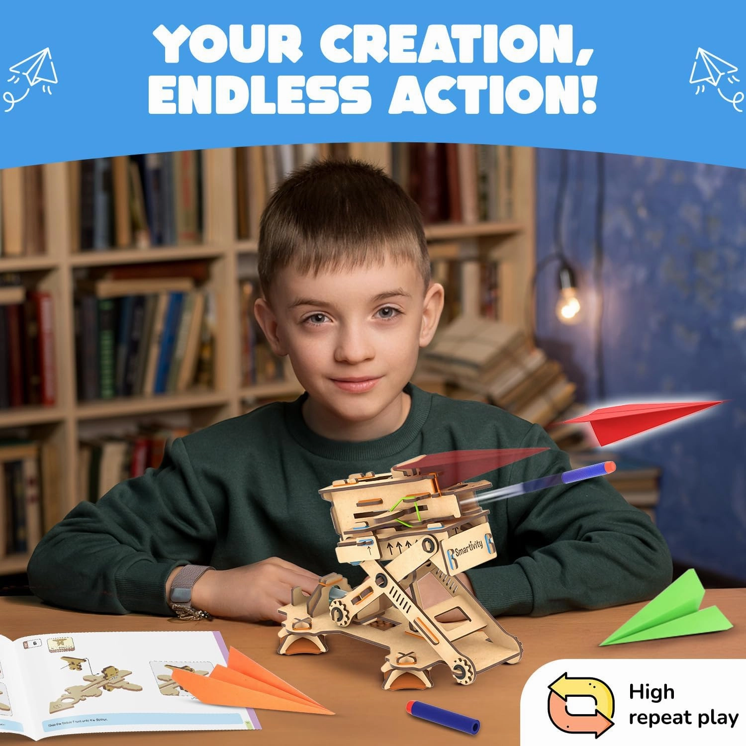Smartivity 2in1 Hydraulic Airplanes & Darts Launcher STEM Toy for Kids Ages 6-14 Years I Cool Birthday Gifts for Boys & Girls | DIY Science STEM Kit for 6, 8,10,12,14 Years I Engineering Game