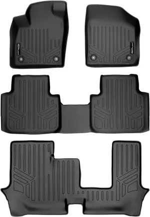 SMARTLINER All Weather Floor Mats 3 Row Liner Set Black Compatible with 2018-2022 Volkswagen Atlas with 2nd Row Bench Seat