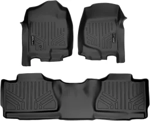 SMARTLINER Custom Fit Floor Mats 2 Row Liner Set Black for 2007-2013 Chevrolet Avalanche