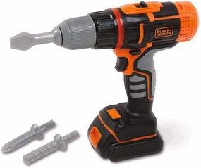 Smoby- Black   Decker Electric Drill/Screwdriver, Grey and Orange, 7600360197, Grigio E Arancione