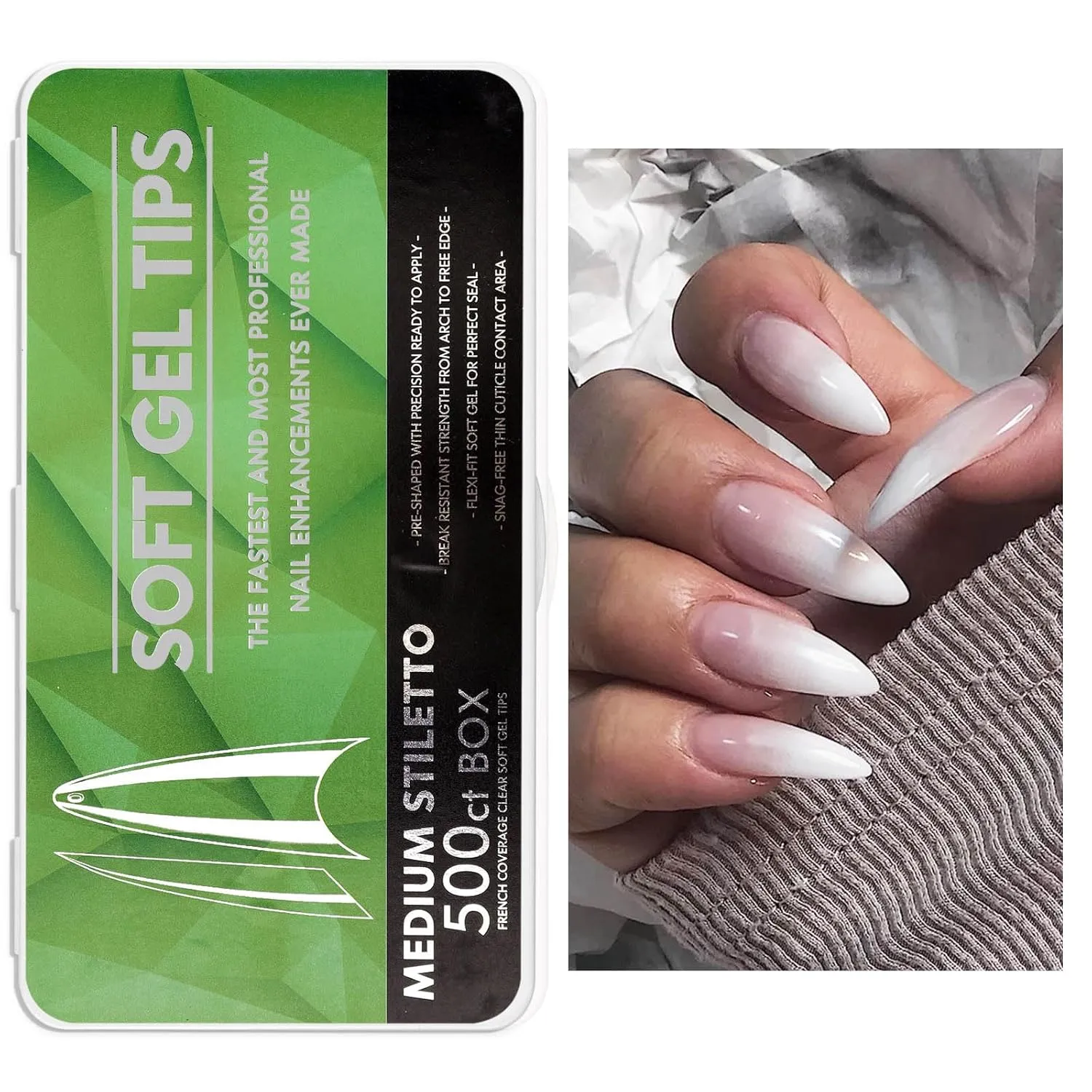Soft Gel Curved Nail Tips, Full Cover Clear Gelly False Nail, Half Matte Acrylic Fake Nail, Press on Nail Tips Set for Extension, Home DIY Salon Manicure Nail art (Half Cover 4, 550PCS)
