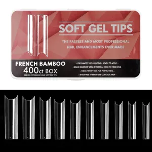 Soft Gel Curved Nail Tips, Full Cover Clear Gelly False Nail, Half Matte Acrylic Fake Nail, Press on Nail Tips Set for Extension, Home DIY Salon Manicure Nail art (Half Cover 4, 550PCS)