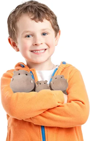 Soft Hippo Stuffed Animals - (3 Sizes in 1, Gray) Plush Hippopotamus Toy, Fluffy and Cuddly Zoo Gift for Christmas Stocking Stuffers