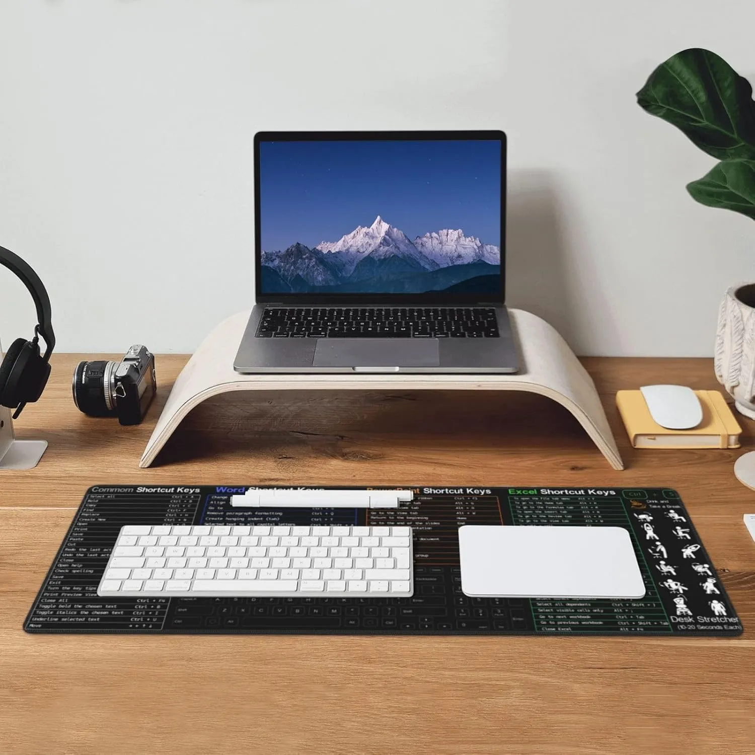 Soft Shortcuts Keys Mouse Pad 31.5 X 11.8 Inch XL Non Slip Stitched Edges Rubber Mousepad