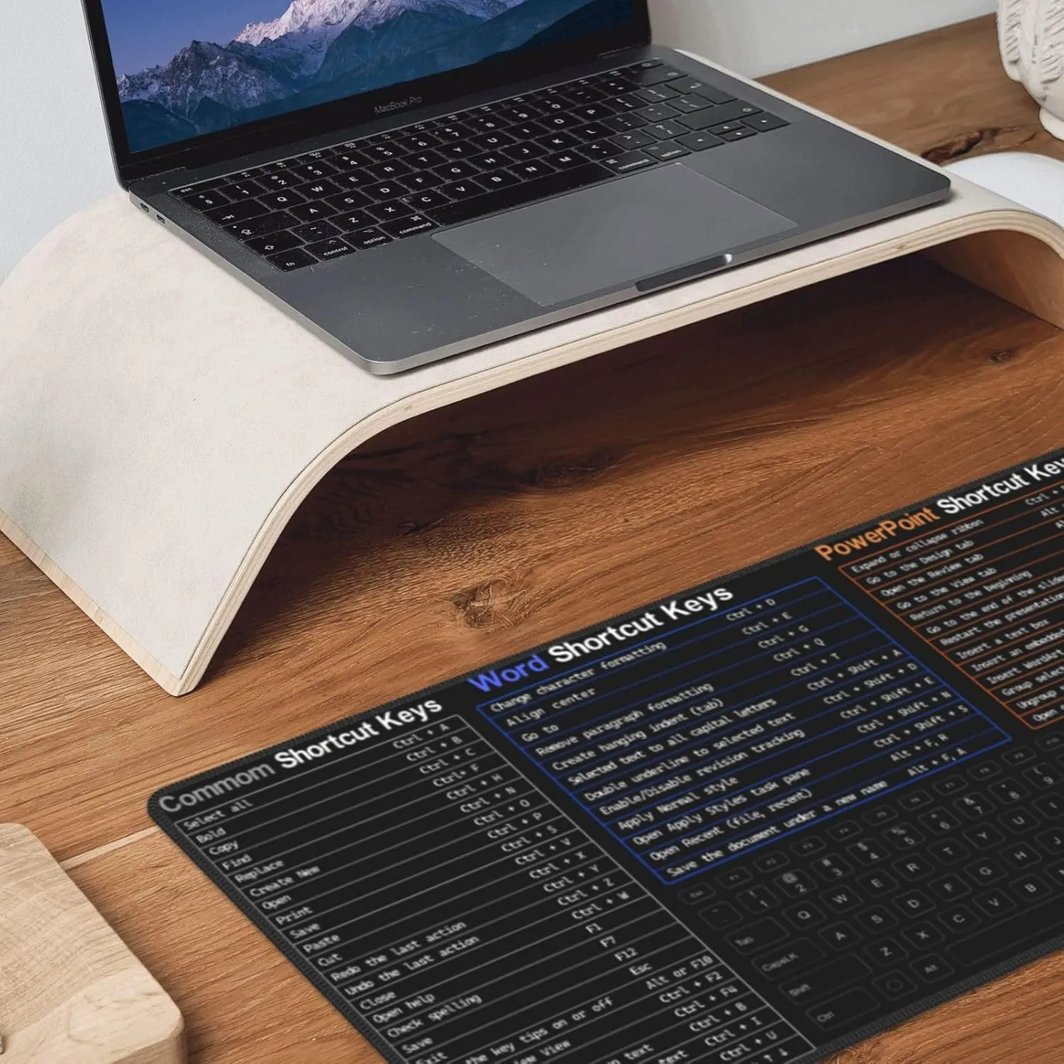 Soft Shortcuts Keys Mouse Pad 31.5 X 11.8 Inch XL Non Slip Stitched Edges Rubber Mousepad