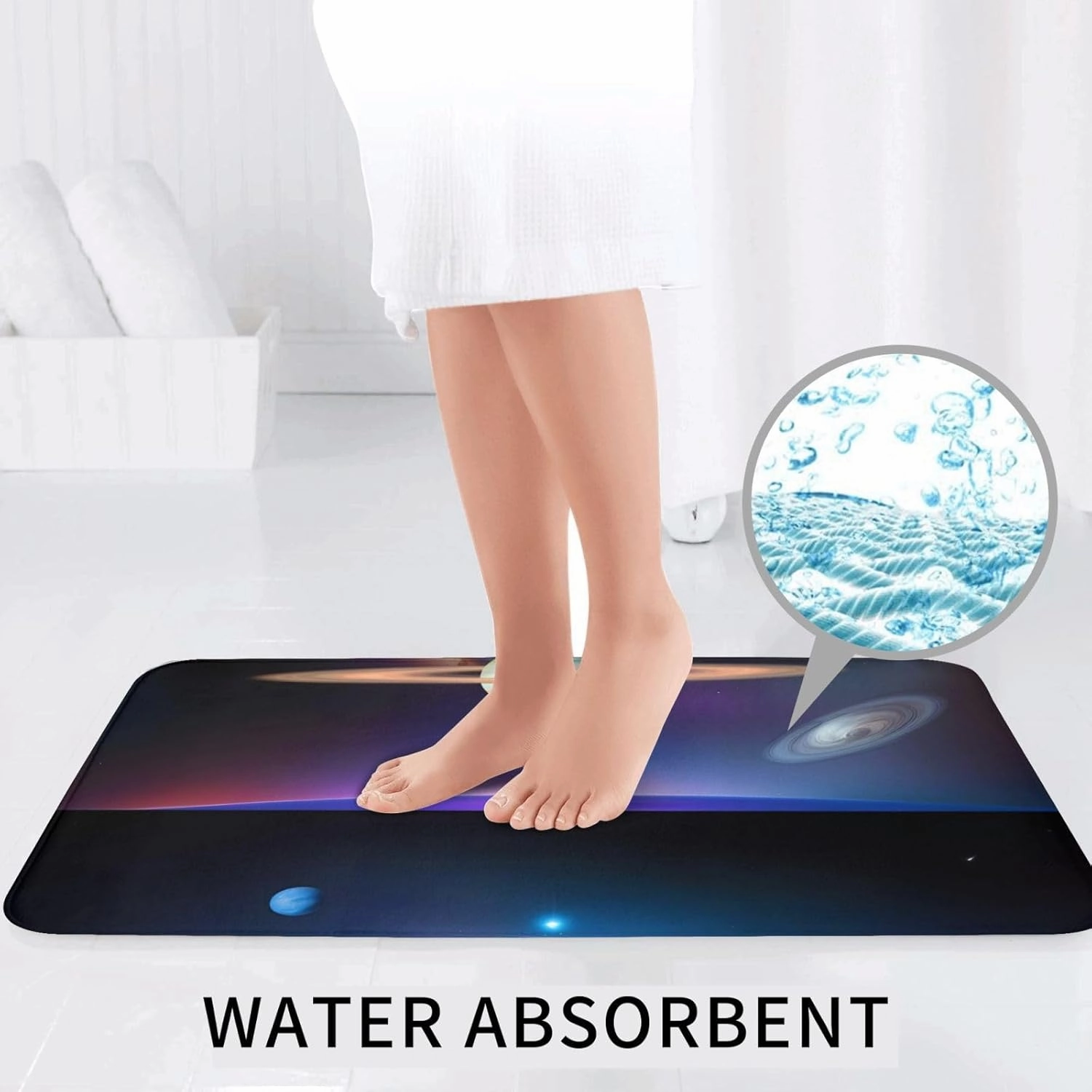 Soft and Comfortable Flannel Bathroom Non Slip Rugs,Super Absorbent Anti-Skid Carpet 3 Pieces/Set Cosmic Saturn