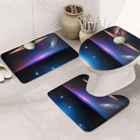 Soft and Comfortable Flannel Bathroom Non Slip Rugs,Super Absorbent Anti-Skid Carpet 3 Pieces/Set Cosmic Saturn