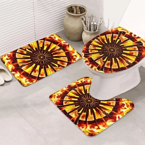 Soft and Comfortable Flannel Bathroom Non Slip Rugs,Super Absorbent Anti-Skid Carpet 3 Pieces/Set Turning The Flame