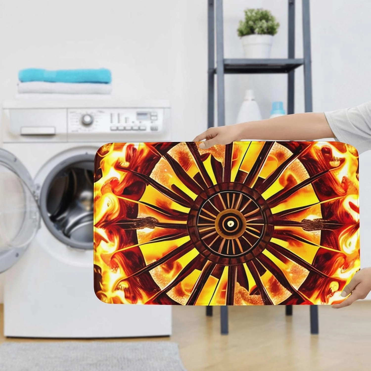 Soft and Comfortable Flannel Bathroom Non Slip Rugs,Super Absorbent Anti-Skid Carpet 3 Pieces/Set Turning The Flame