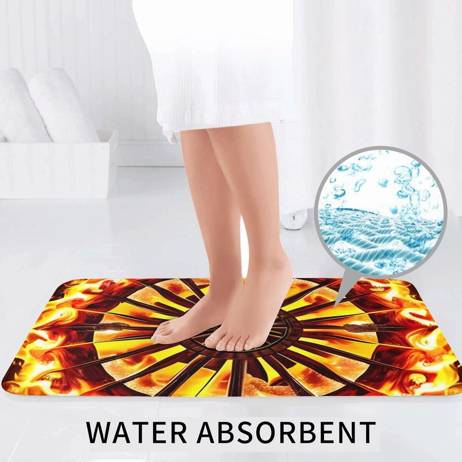 Soft and Comfortable Flannel Bathroom Non Slip Rugs,Super Absorbent Anti-Skid Carpet 3 Pieces/Set Turning The Flame