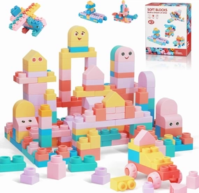 Soft Building Block Sets for Toddler Aged 2 3 4 5 6 Years Old.Preschool Toy for Early Childhood Education and I-Interactive.Toddler Block Toys with 101 Pcs and Storage Bag.Gift Ideas for Kids Age 18M 