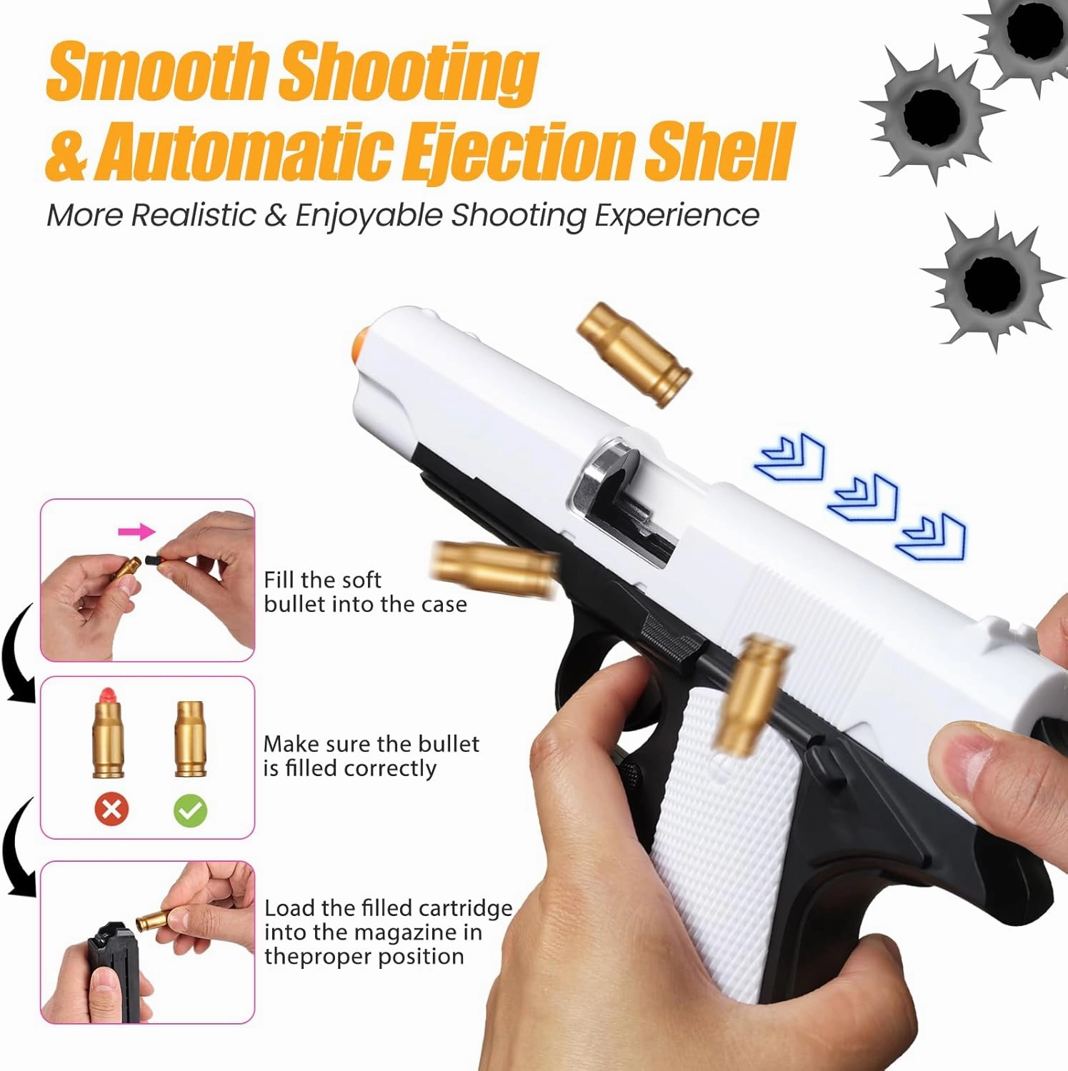 Soft Bullet Toy Gun for Boys, Toy Guns with Shell Ejecting, Toy Foam Blasters & Guns, Gift Box for Christmas Birthday for Boys Girls Adults Age 8 