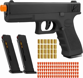 Soft Bullet Toy Gun with Shell Ejecting,Gun Fidget Toy with 100 Soft Bullets, 24 Shells and 2 Magazines,Education Toy Model,Christmas Birthday Gifts for Boys&Girls Kids Adults Age 8 (Black)