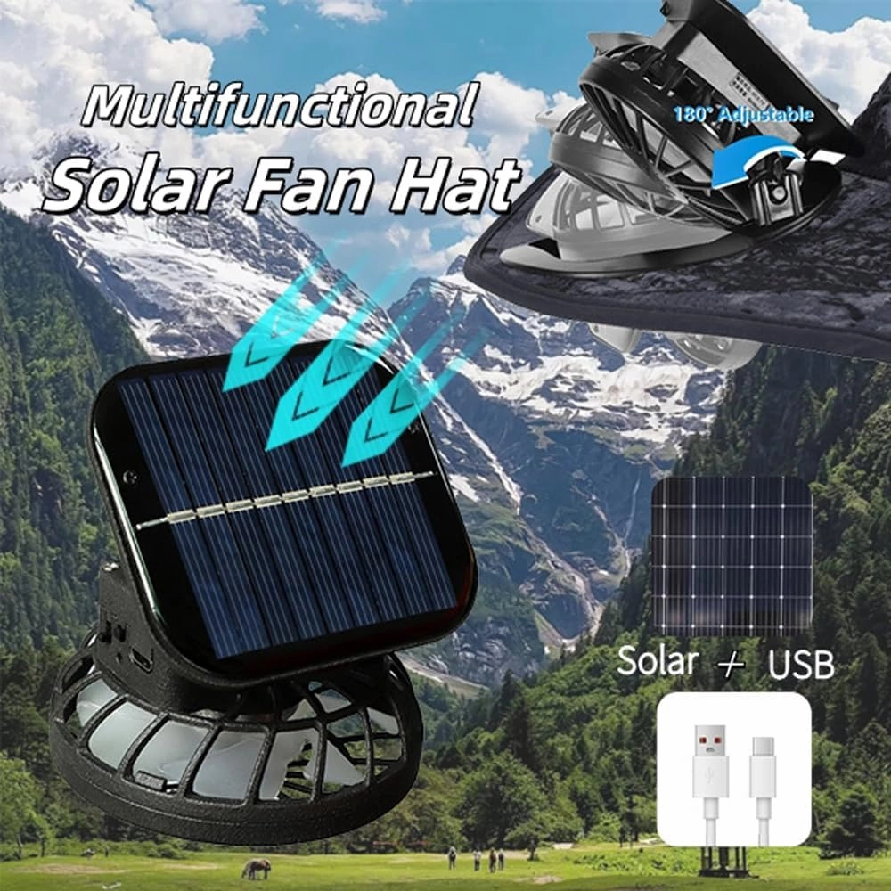 Solar Fan Hat Wide Brim Solar Fan Hat Outdoor Sun Hats for Men Women Fishing Hat with Removable & USB Charging Fan