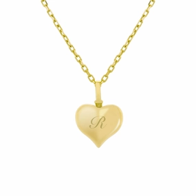 Solid Gold Puffy Heart Pendant 14K or 18K Cremation Jewelry for Ashes Holder Memorial Puffy Heart Urn Necklace, Human Ashes Cremation Women Pendanteart (14k L, Just Pendant)
