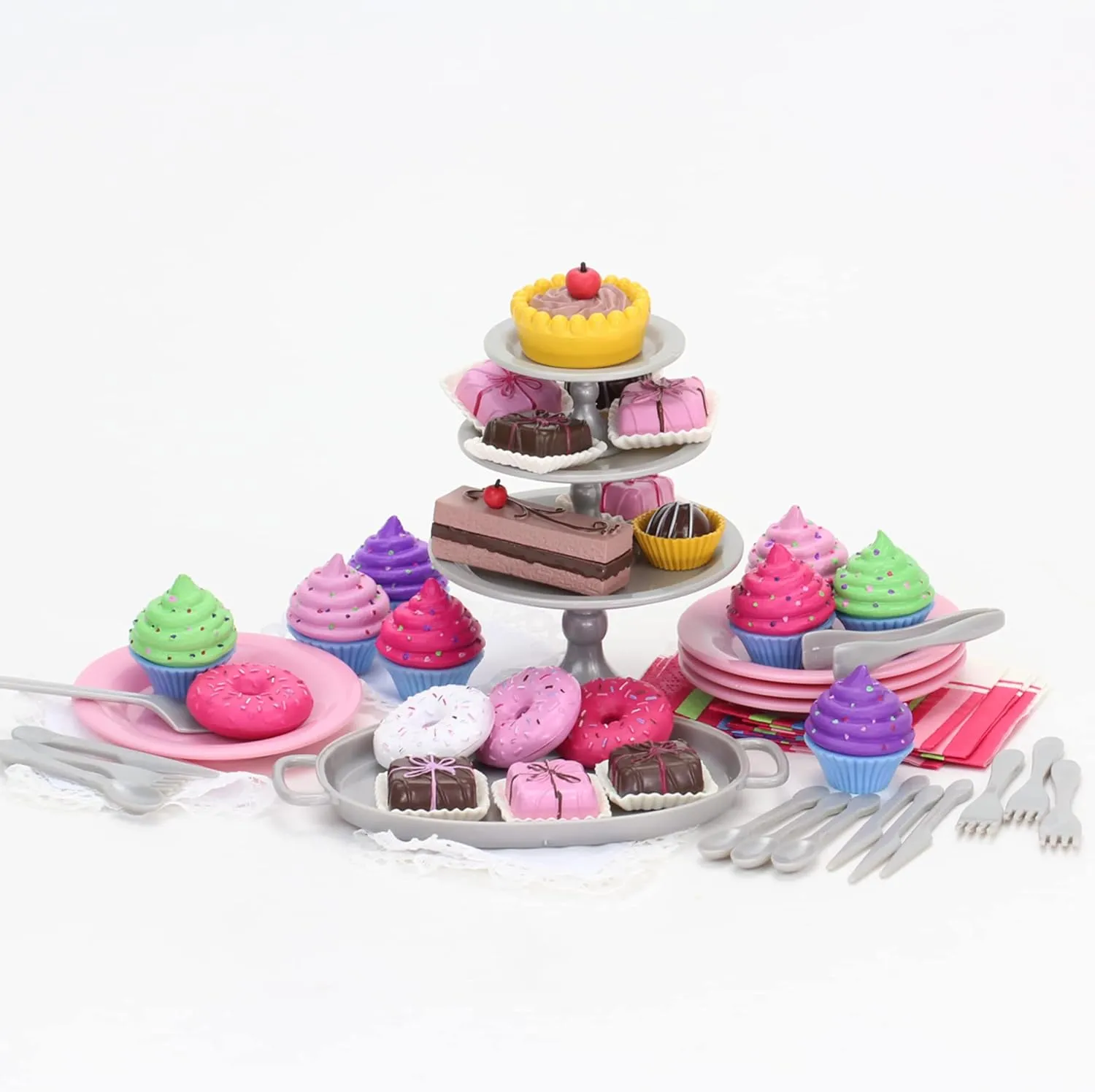 Sophia's 47 Piece Serving Set with Delicious Desserts for 18'' Dolls, Multicolor