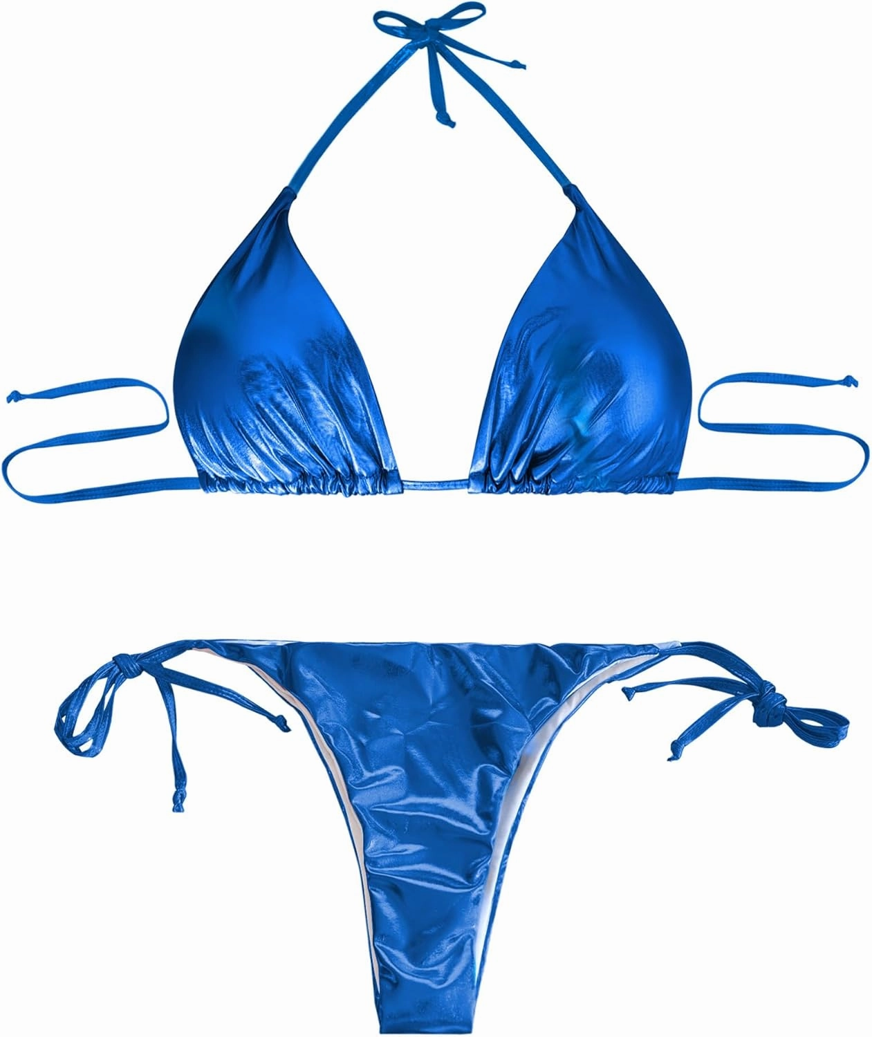 Sparkle Bikini Set, Metallic Glitter Swimsuit Top & Shiny Bathing Suits Thong High Shine for Pool & Beach Rave UY-B1K