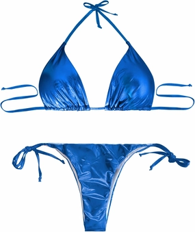 Sparkle Bikini Set, Metallic Glitter Swimsuit Top & Shiny Bathing Suits Thong High Shine for Pool & Beach Rave UY-B1K